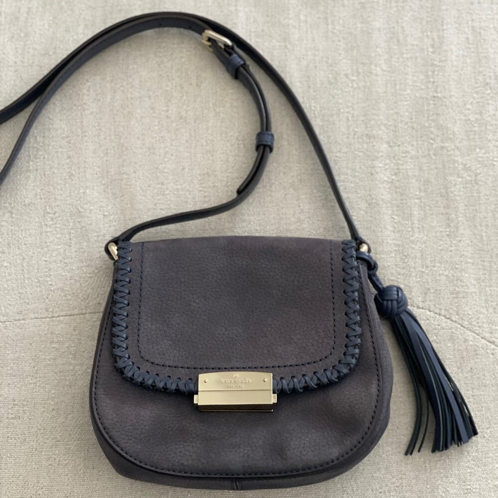 Kate Spade Adalise Blue Suede Leather Crossbody Bag